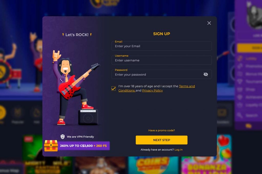 Rolling Slots sign-up