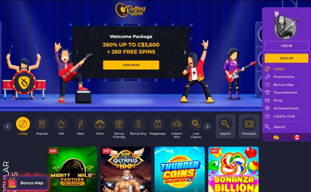 Rolling Slots welcome bonus
